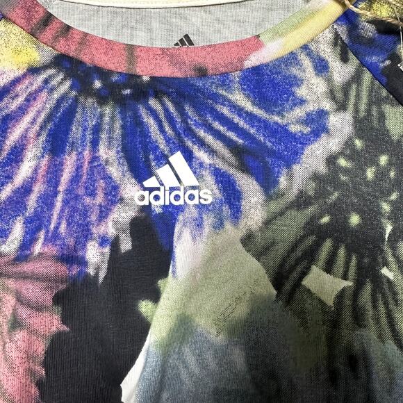 Adidas Multicolor Floral Print Crop Tee NEW - Picture 3 of 7